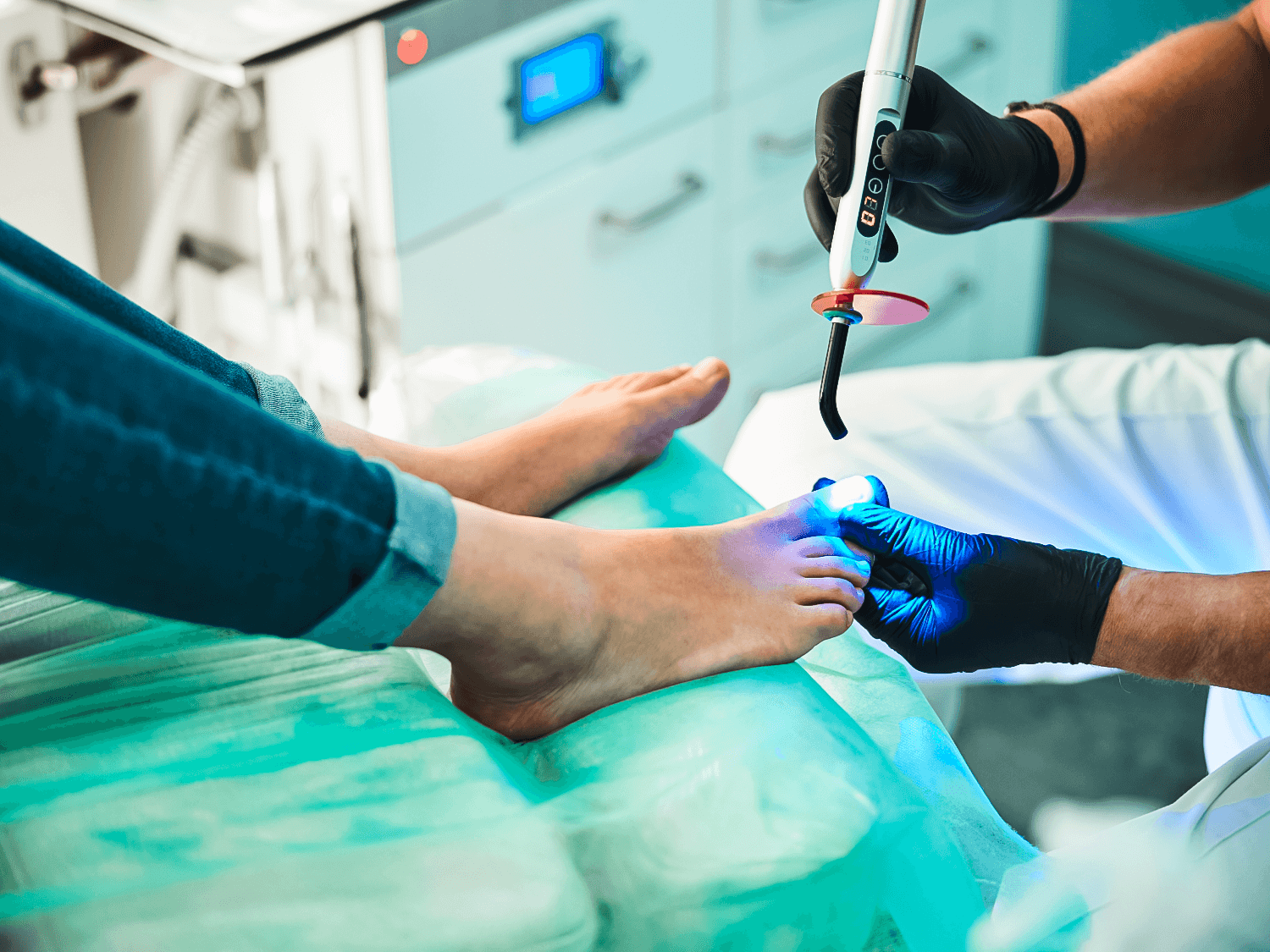 Pedicurist working on nails